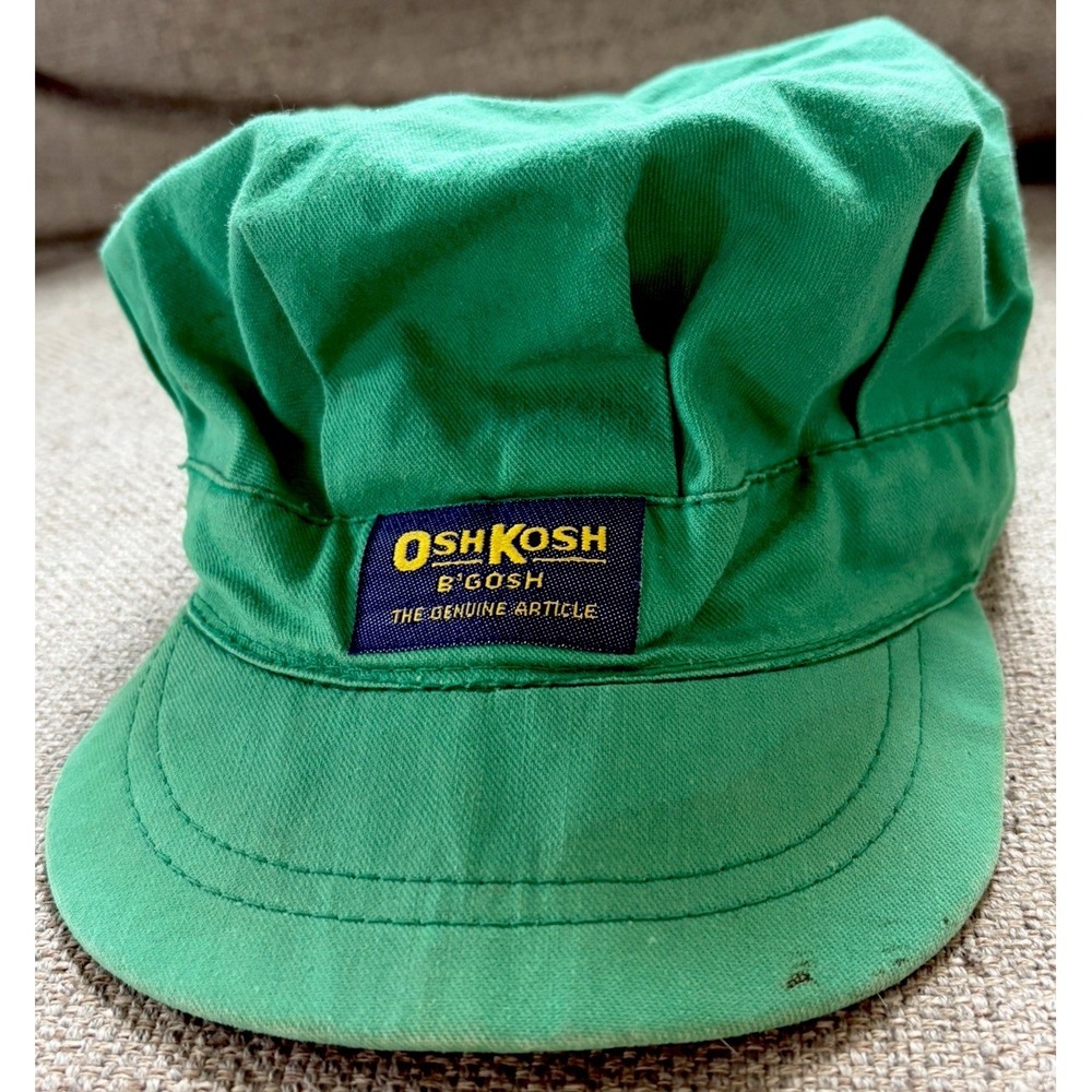 80s 90s Vintage Oshkosh Osh Kosh B'Gosh SnapBack Conductor Hat Kid Toddler Green